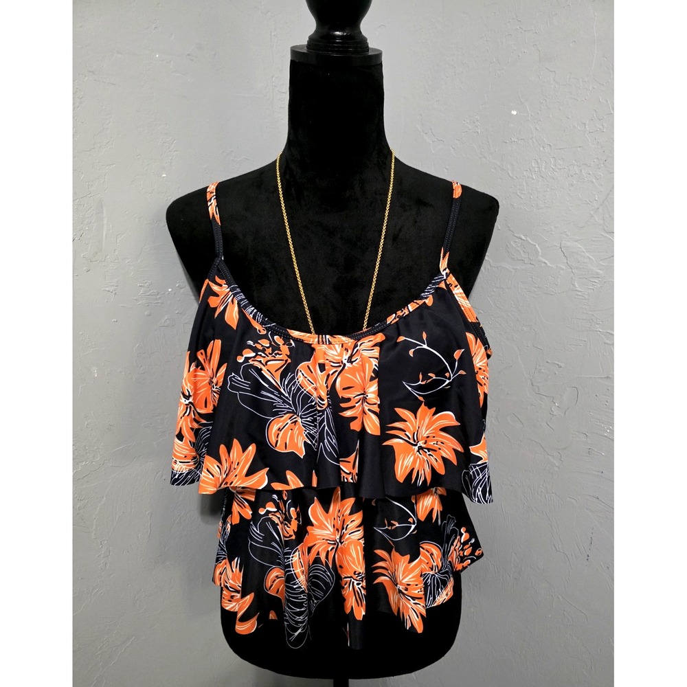 Dressfo FLORAL TANKINI TOP layered‎ Size XXL (US Size 12) adjustable straps
